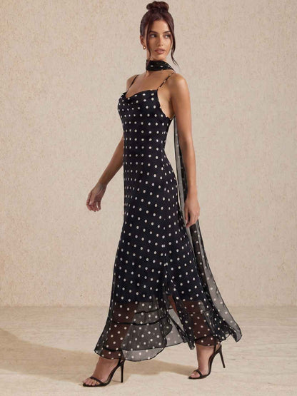 Noira | Vestido midi de lunares con tirantes