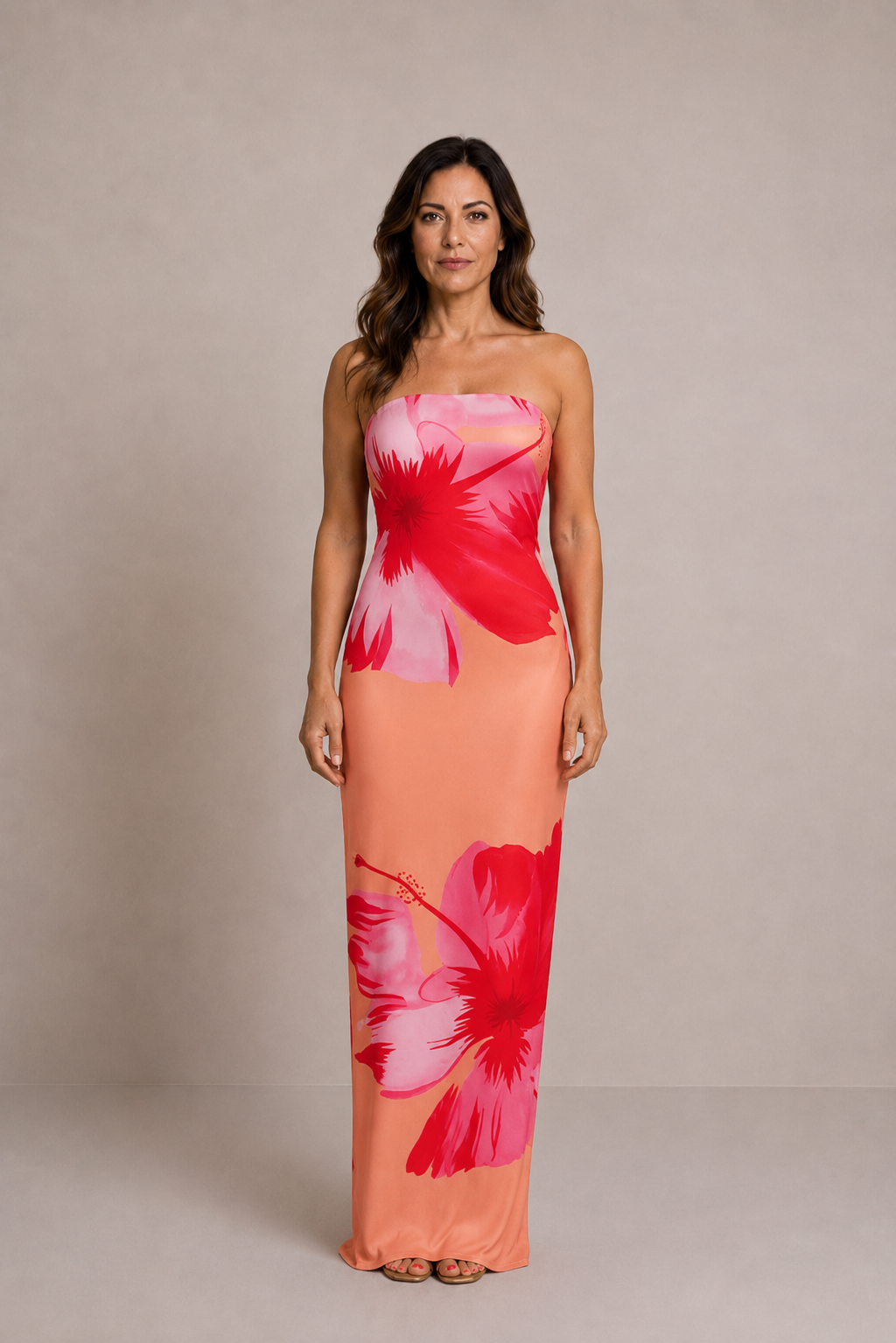 Lucía | Vestido midi floral palabra de honor