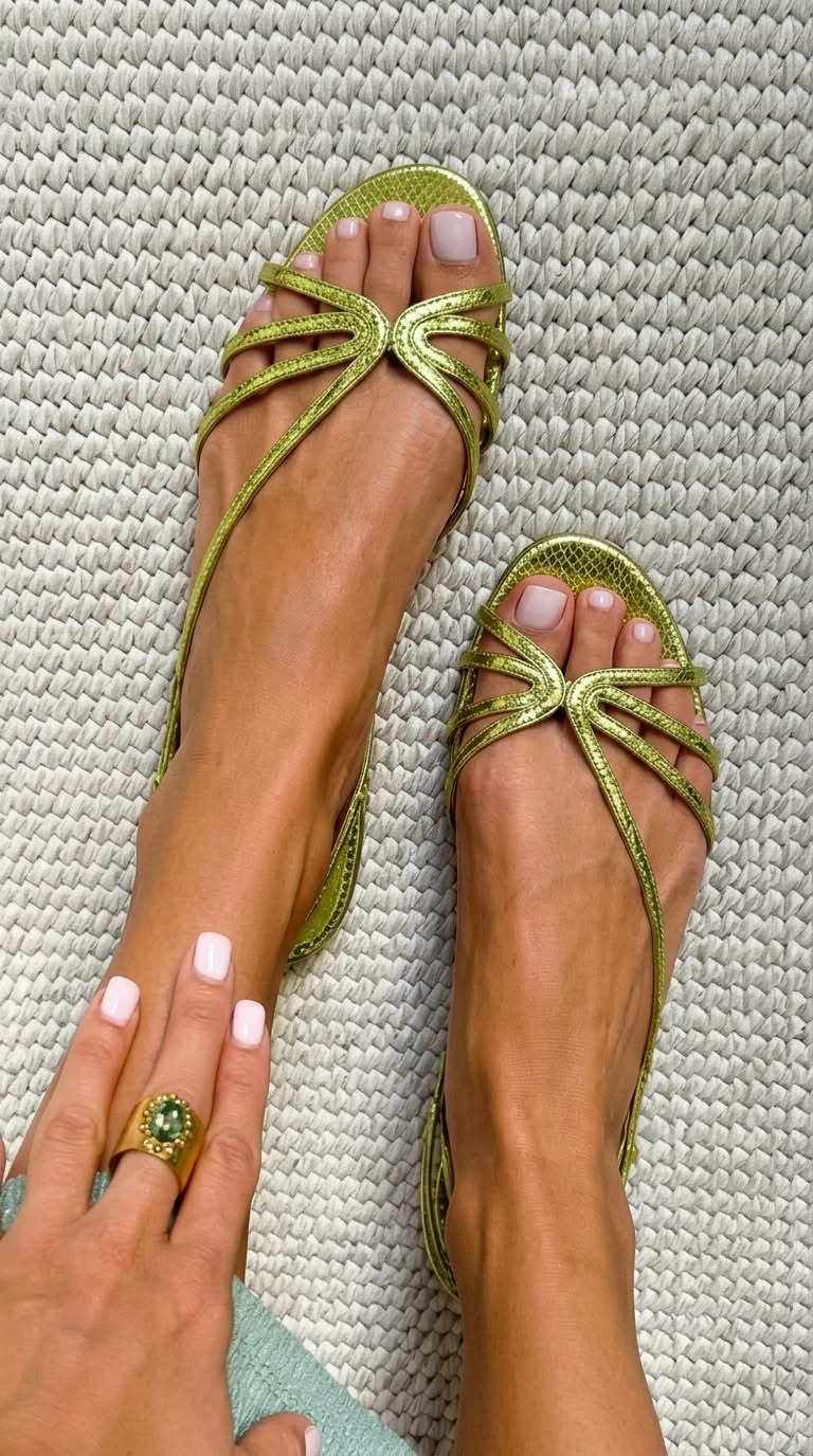Aurelia | Sandalias planas doradas de tiras finas