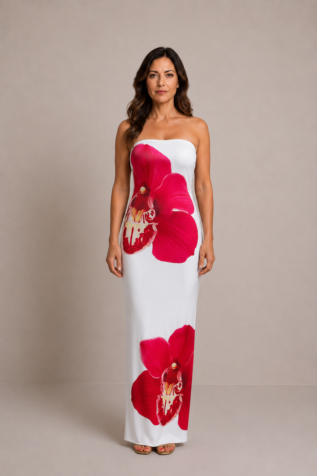 Lucía | Vestido midi floral palabra de honor