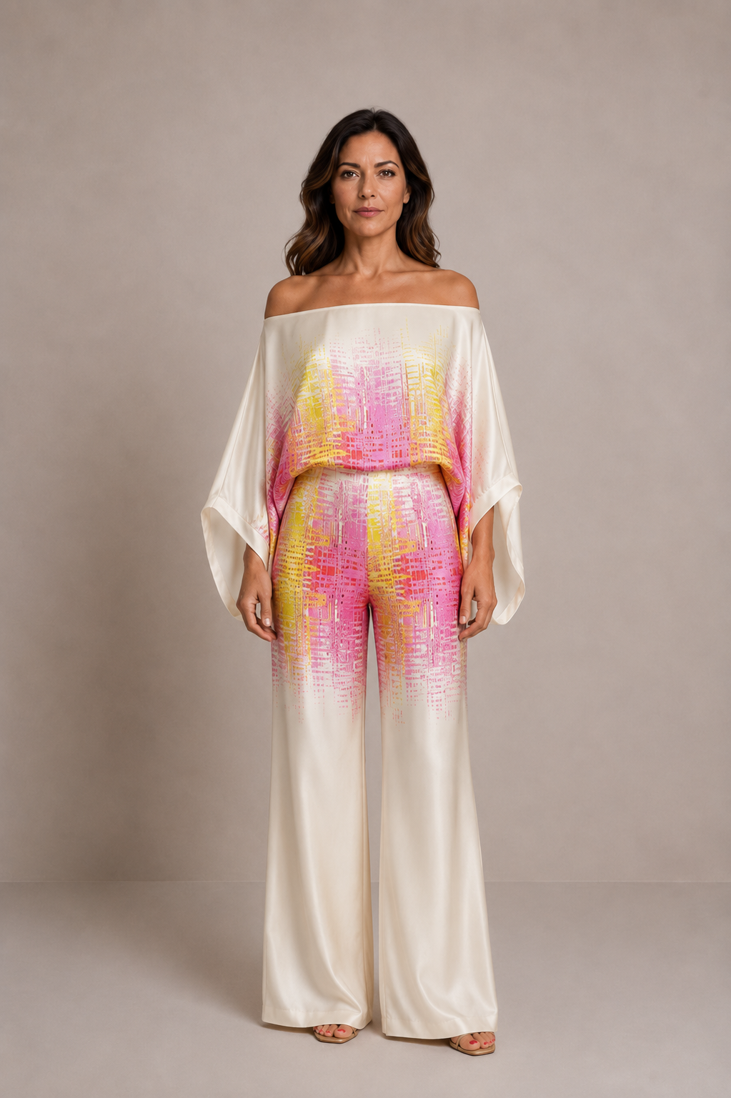 Grecia | Conjunto estampado de blusa y pantalón palazzo