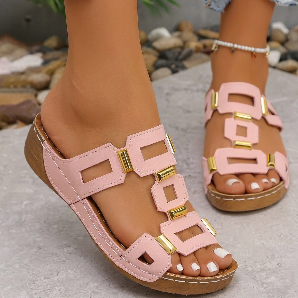 Esmeralda | Sandalias verdes con apliques dorados