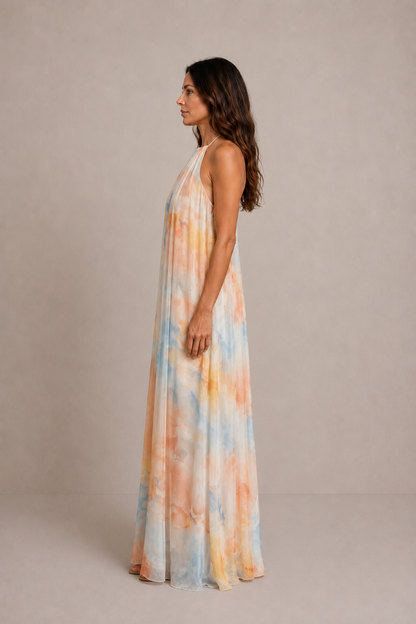 Giulia | Vestido largo bohemio de cuello halter
