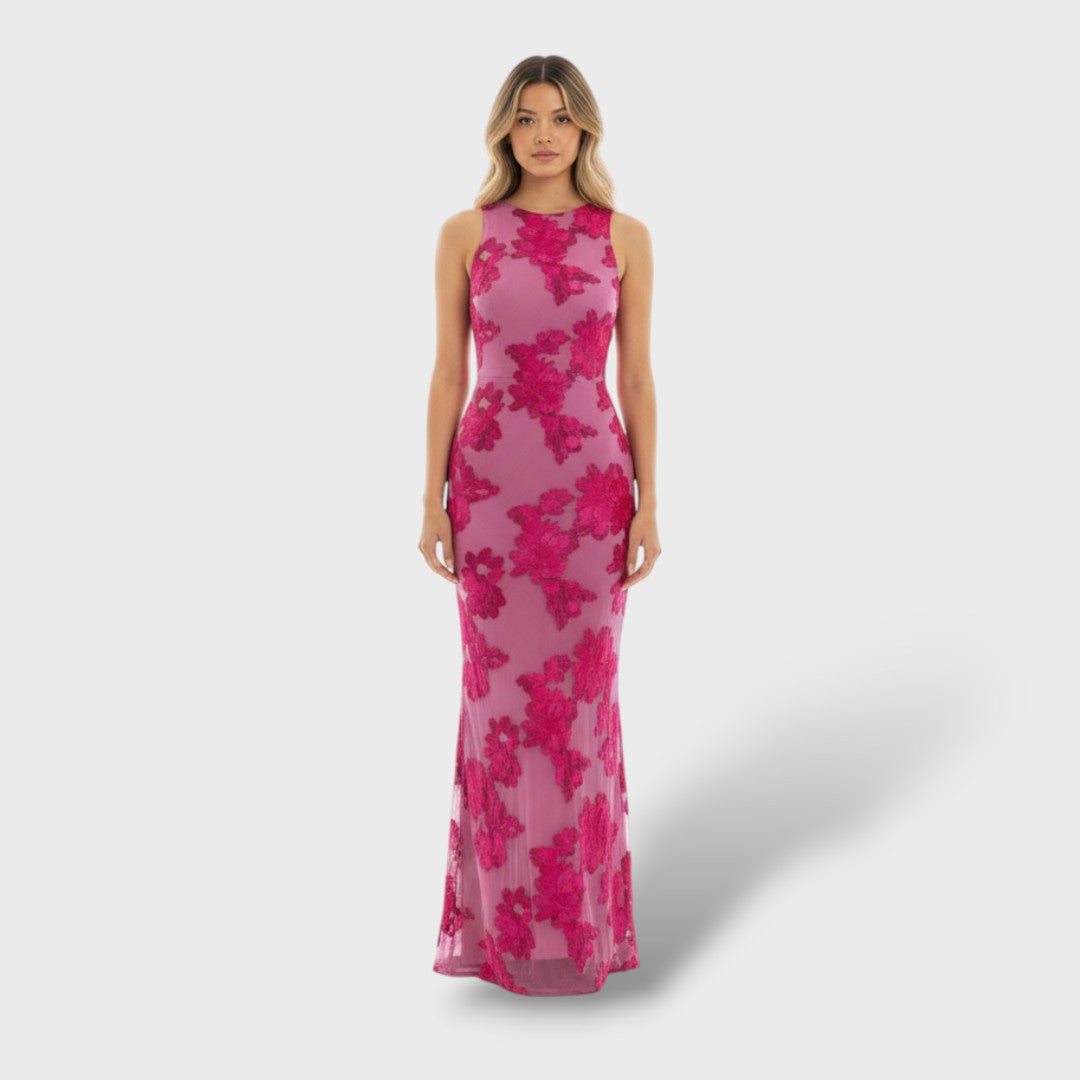 Isotta | Vestido largo bordado floral