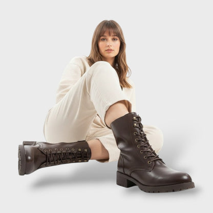 Roma | Botas militares con cremallera y tacón bajo
