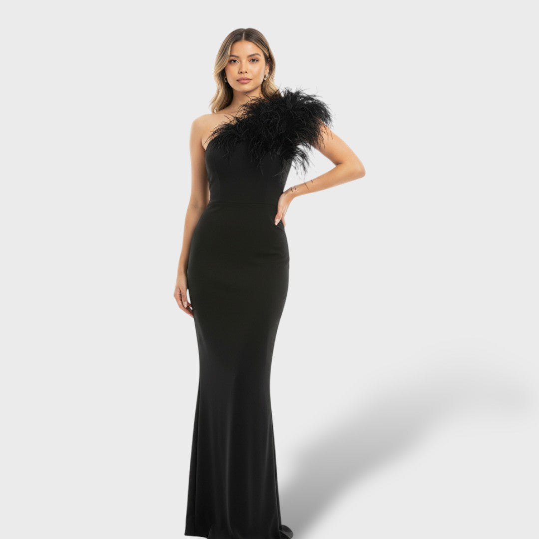 Ornella | Vestido largo elegante con plumas