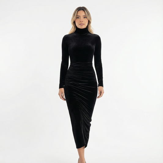 Nera | Vestido ajustado de terciopelo negro