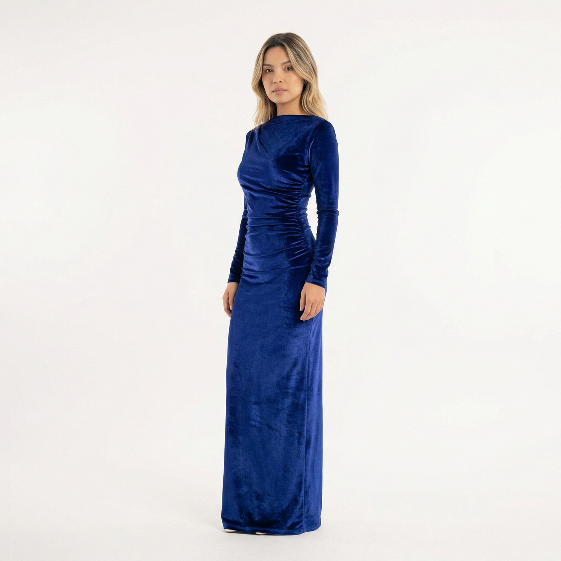Mirella | Vestido midi de terciopelo con manga larga