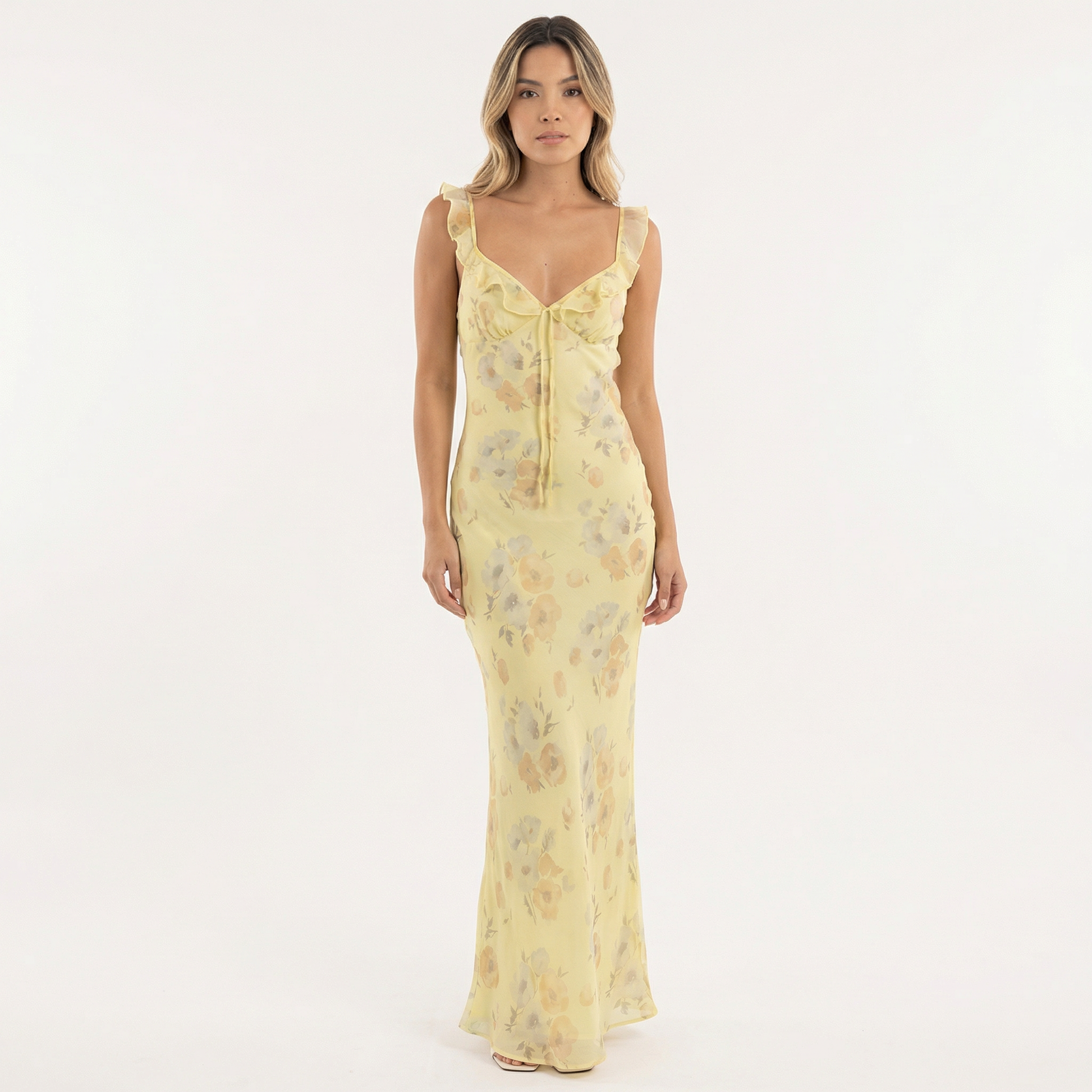Nelia | Vestido midi floral con escote pronunciado