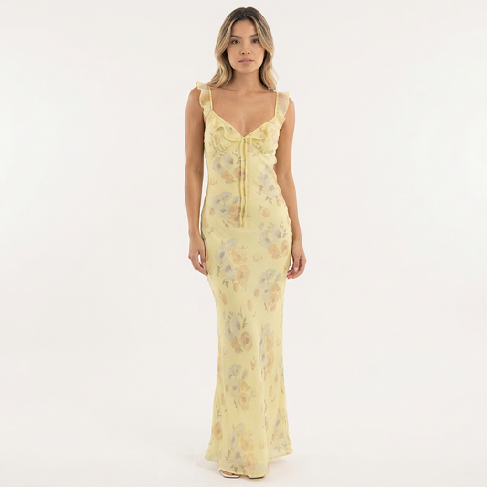 Nelia | Vestido midi floral con escote pronunciado