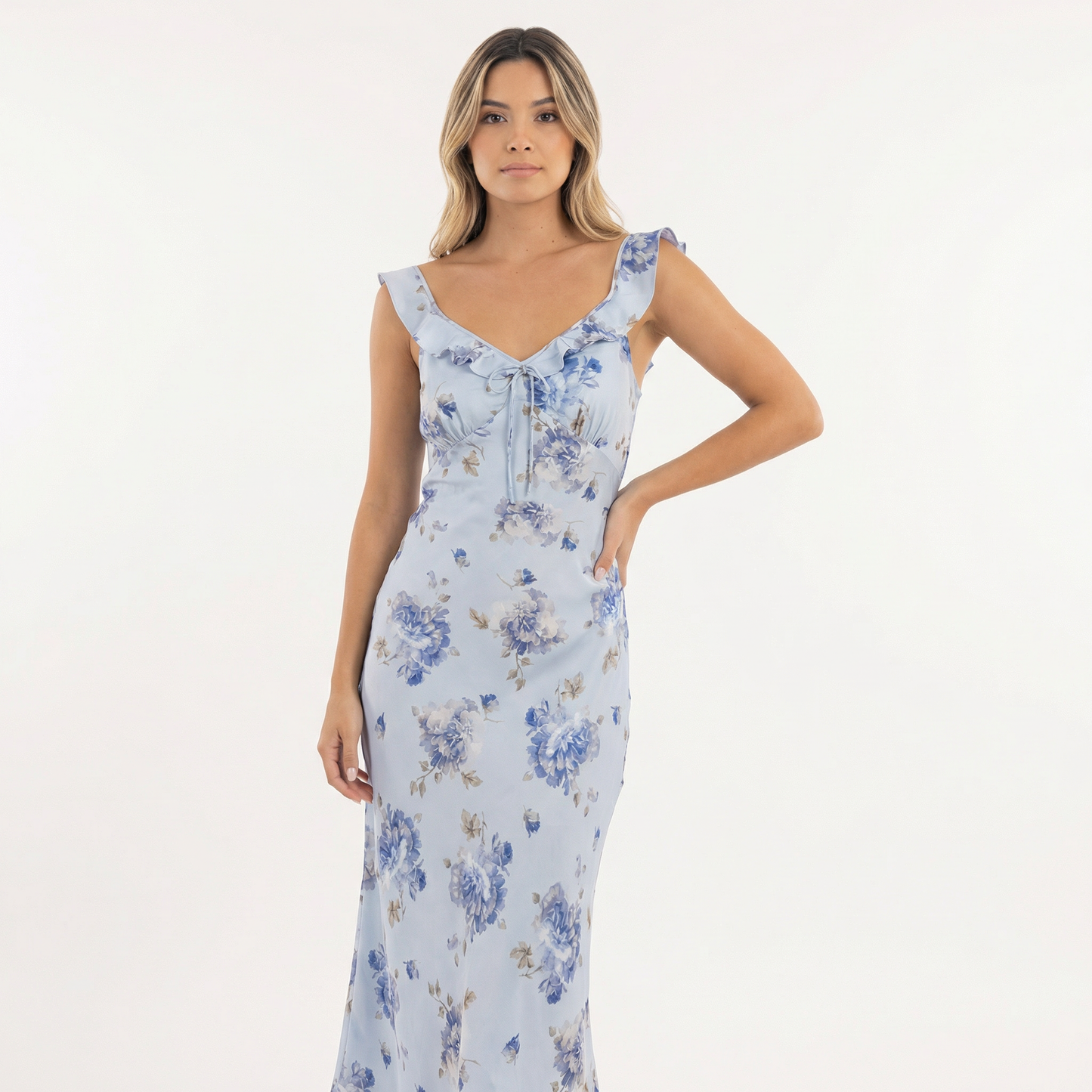 Nelia | Vestido midi floral con escote pronunciado