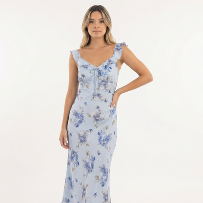 Nelia | Vestido midi floral con escote pronunciado