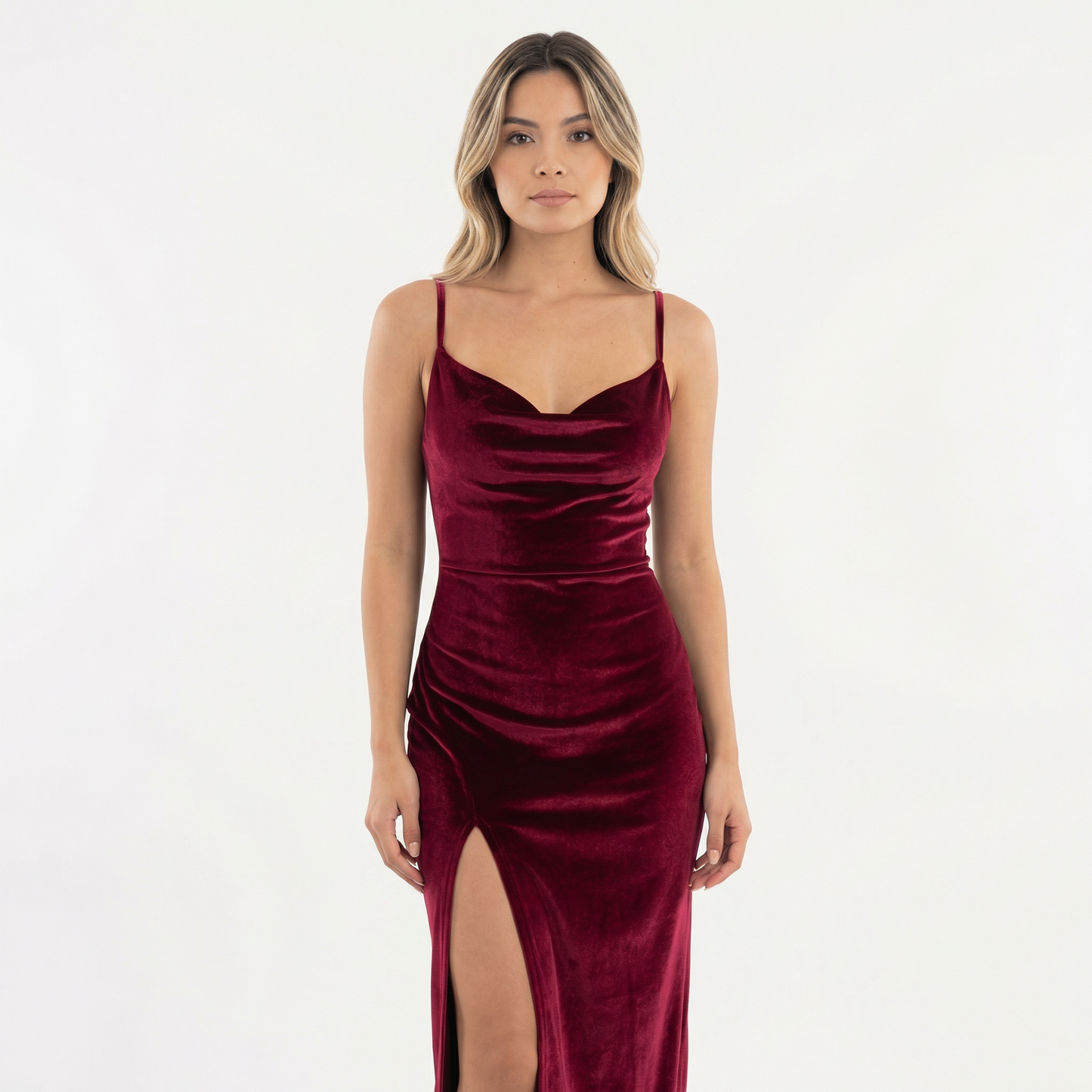 Viola | Vestido largo de terciopelo con abertura