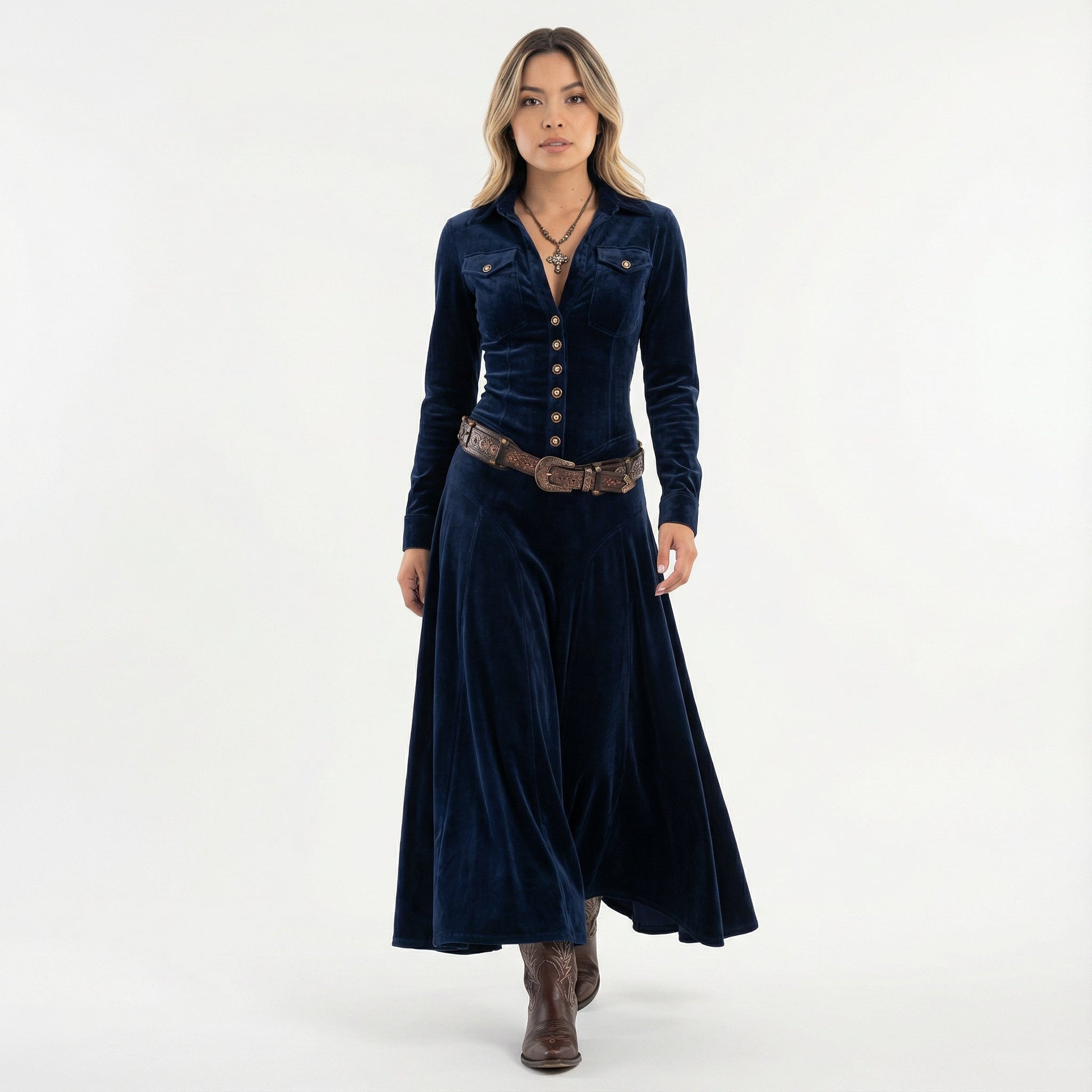 Velia | Vestido largo de terciopelo elegante