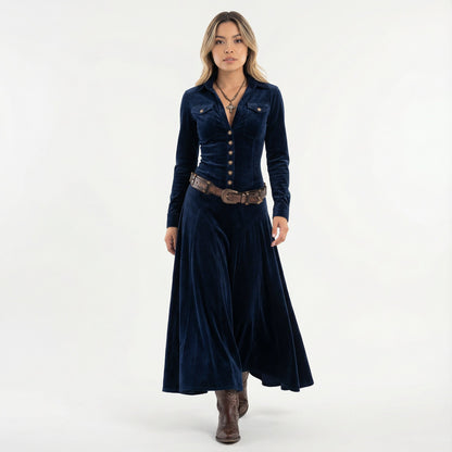 Velia | Vestido largo de terciopelo elegante