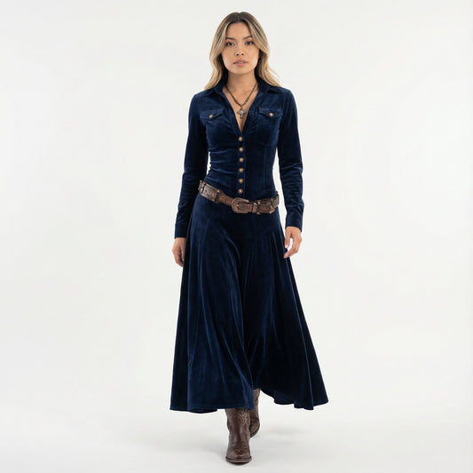 Velia | Vestido largo de terciopelo elegante