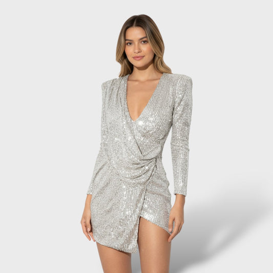 Bianca | Vestido mini de manga larga con escote en V