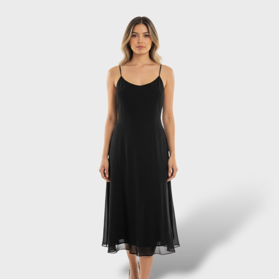 Claudia | Vestido midi sin mangas con escote cuadrado