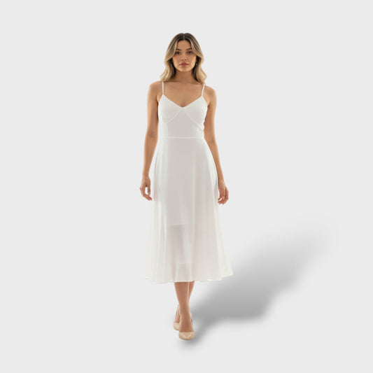 Claudia | Vestido midi sin mangas con escote cuadrado