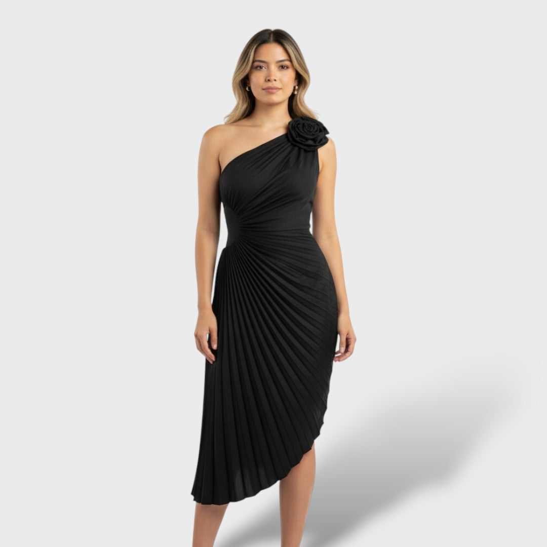 Aurelia | Vestido largo plisado de un hombro