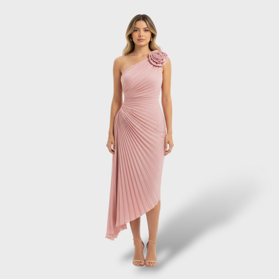 Aurelia | Vestido largo plisado de un hombro