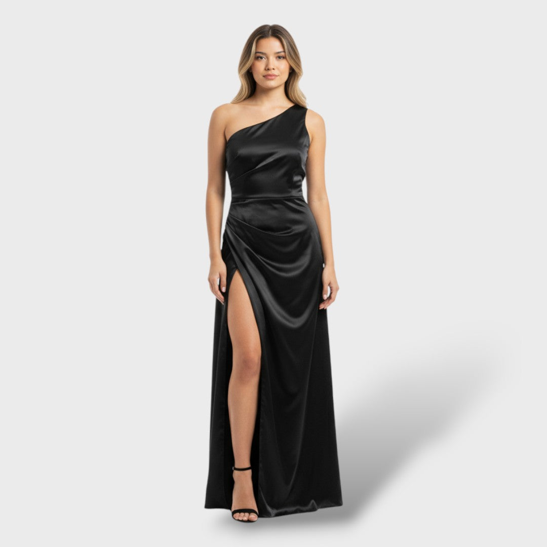 Tania | Vestido de satén con abertura lateral