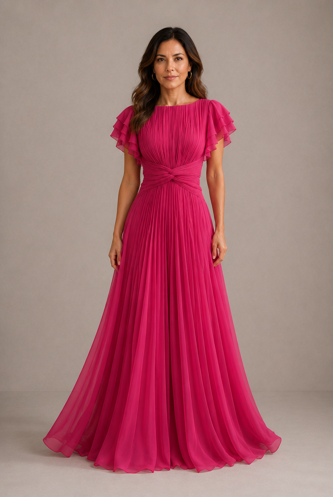 Abigail | Vestido de noche plisado — vista frontal