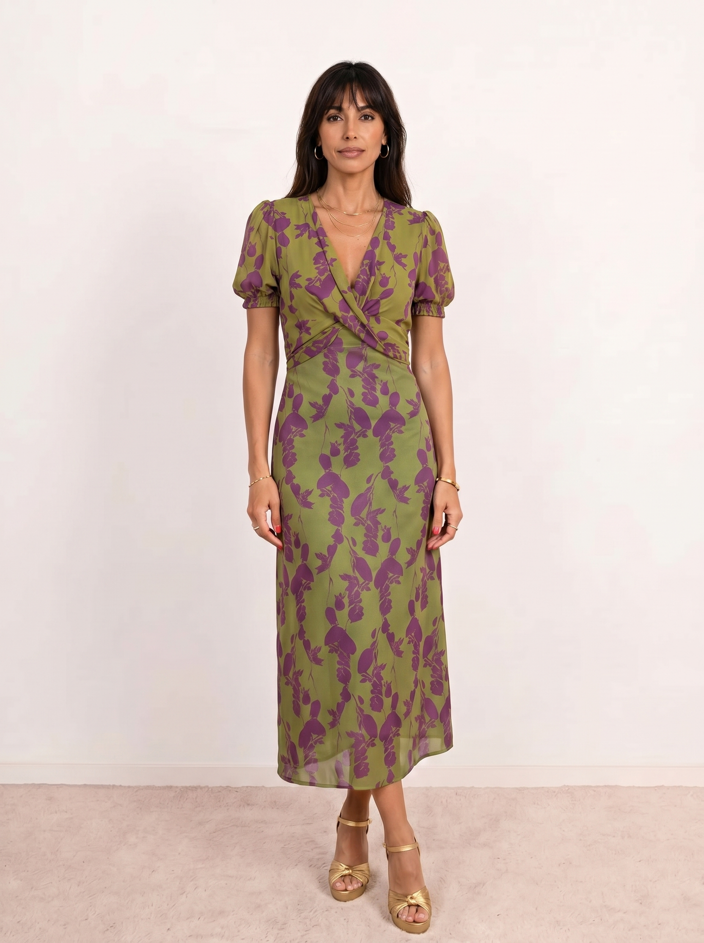 Alessia | Vestido midi estampado con tirantes