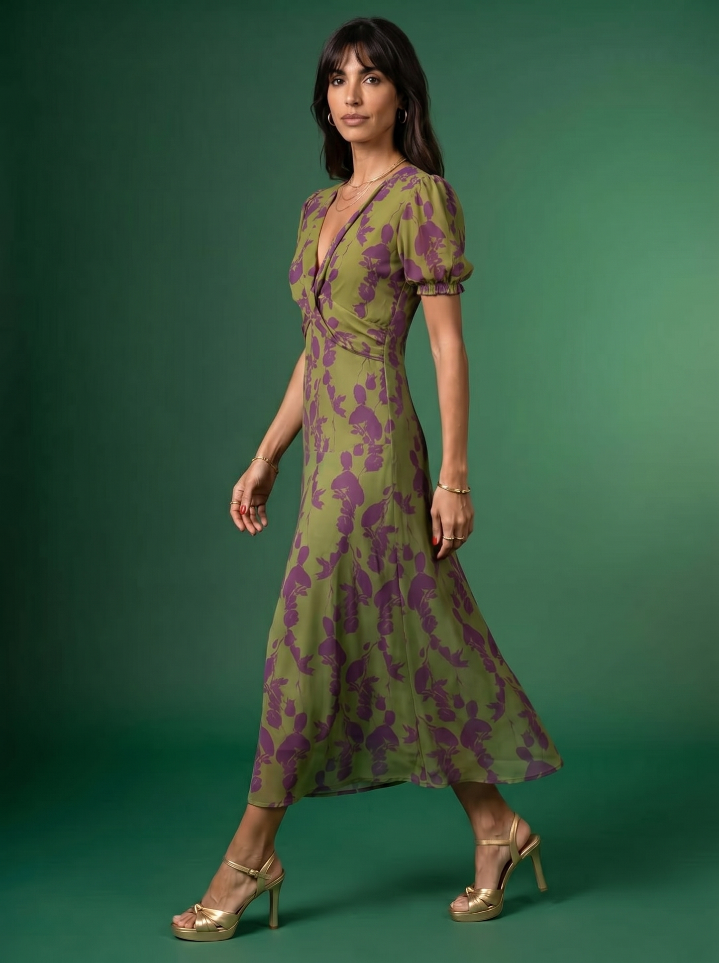Alessia | Vestido midi estampado con tirantes