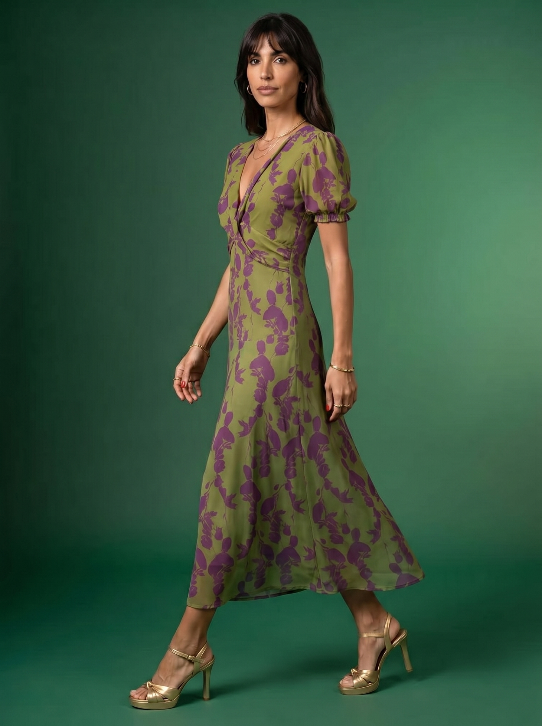 Alessia | Vestido midi estampado con tirantes