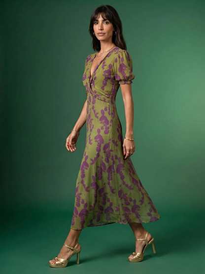 Alessia | Vestido midi estampado con tirantes