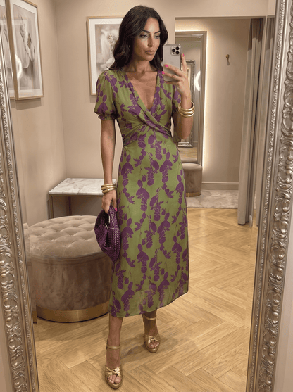 Alessia | Vestido midi estampado con tirantes