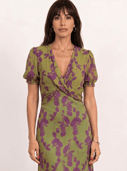 Alessia | Vestido midi estampado con tirantes