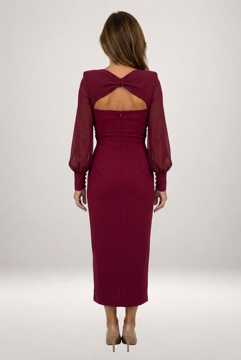 Paula | Vestido midi elegante granate