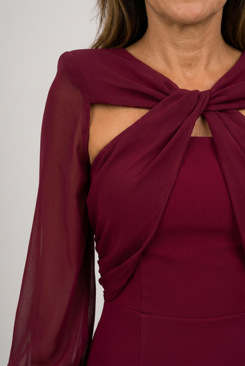 Paula | Vestido midi elegante granate