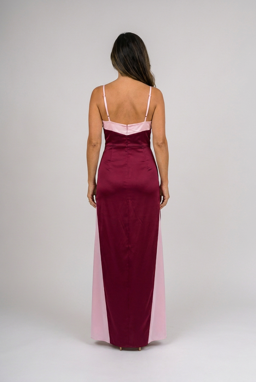 Tijuana | Vestido largo satinado con escote cruzado