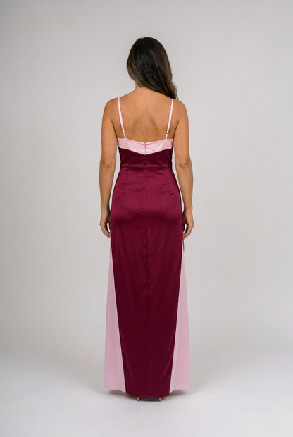 Tijuana | Vestido largo satinado con escote cruzado