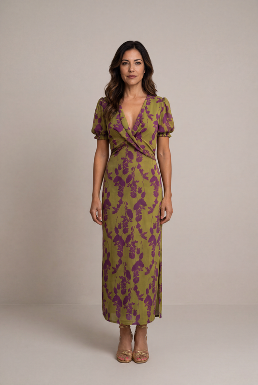 Andrea | Vestido largo floral con caída fluida