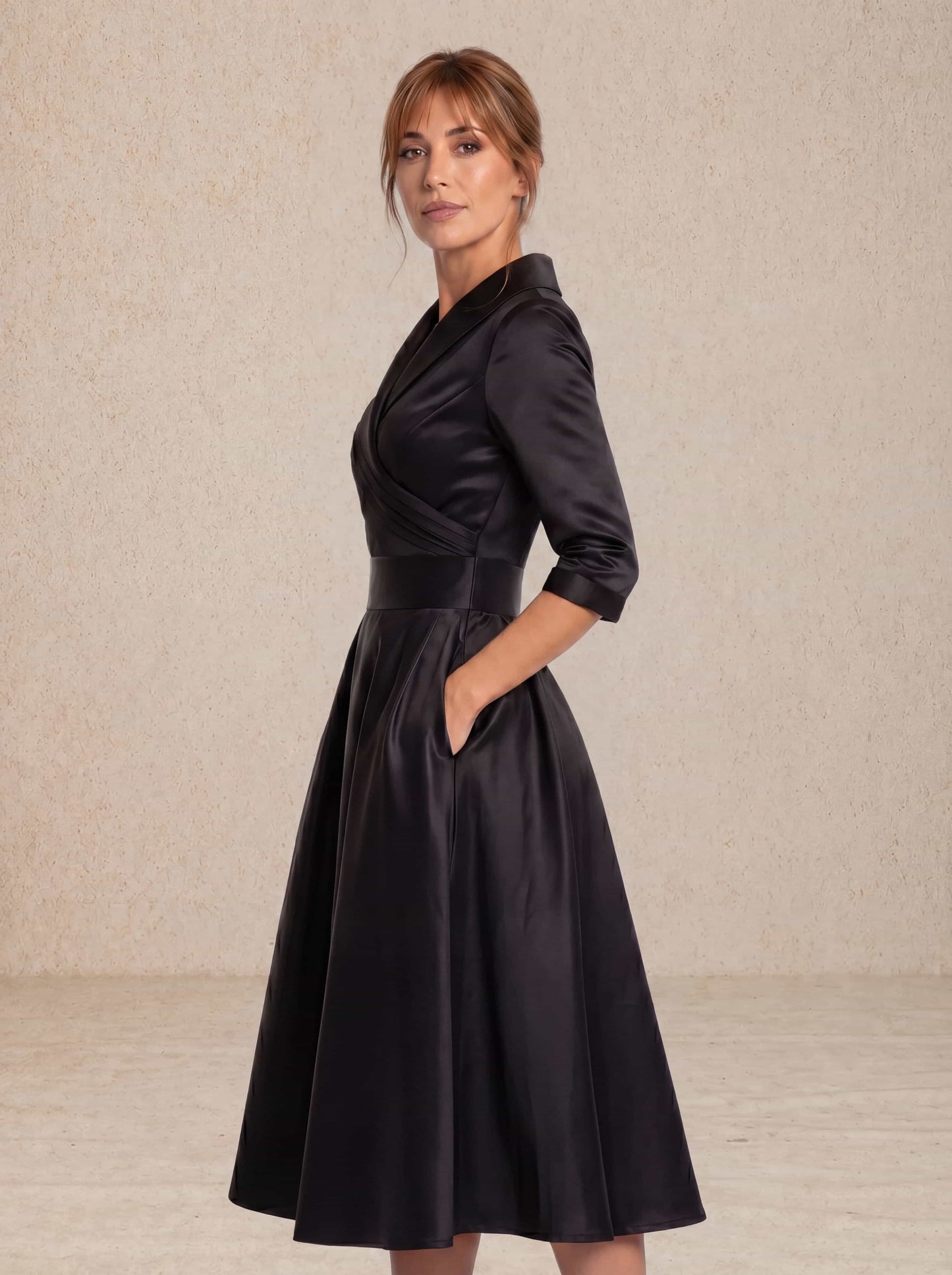 Luciana | Vestido midi satinado elegante