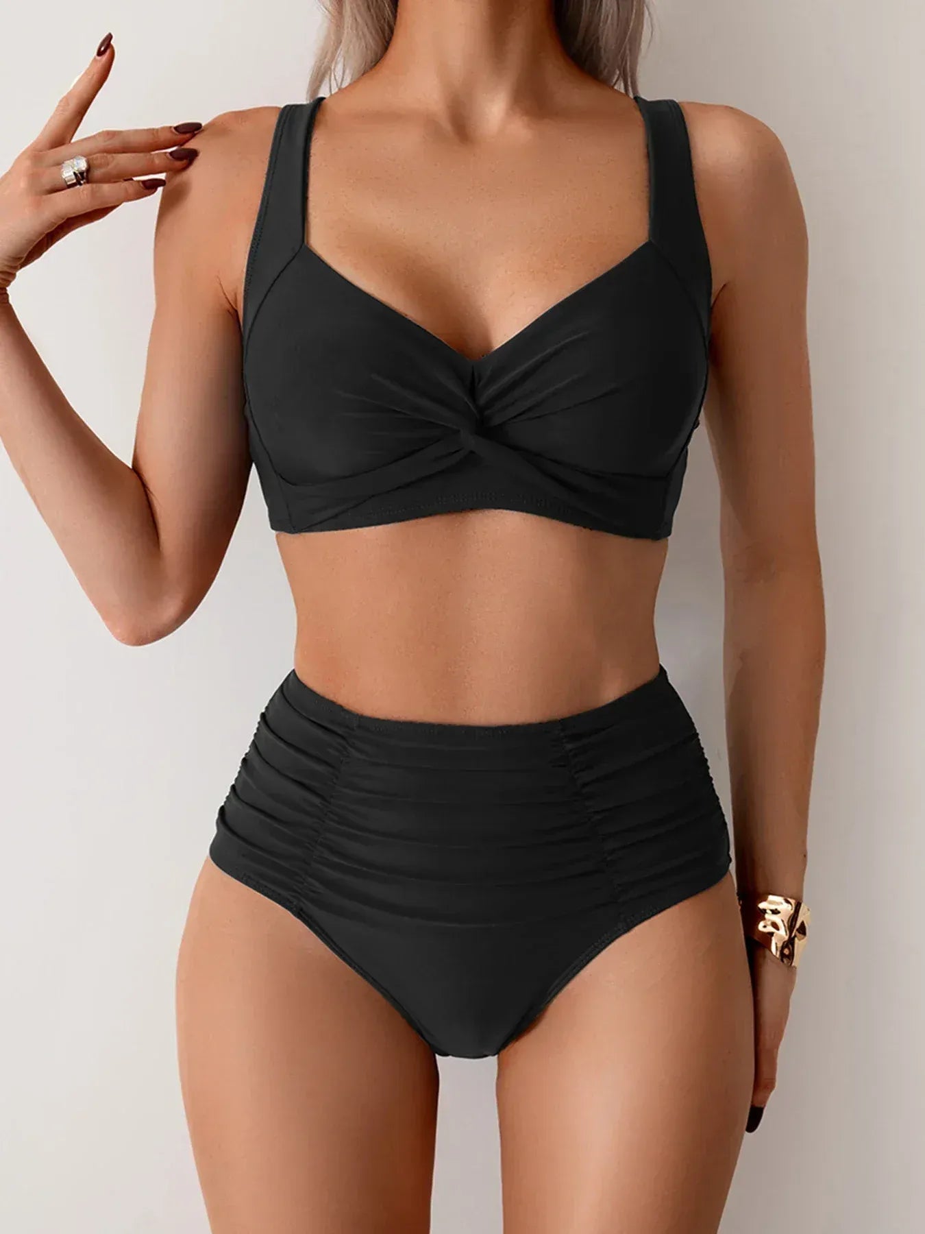 Abril | Bikini de talle alto con escote cruzado