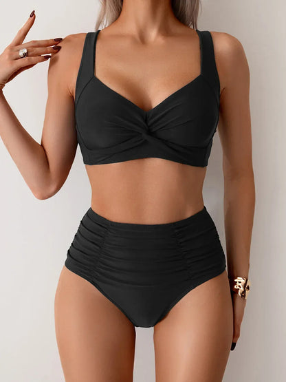 Abril | Bikini de talle alto con escote cruzado