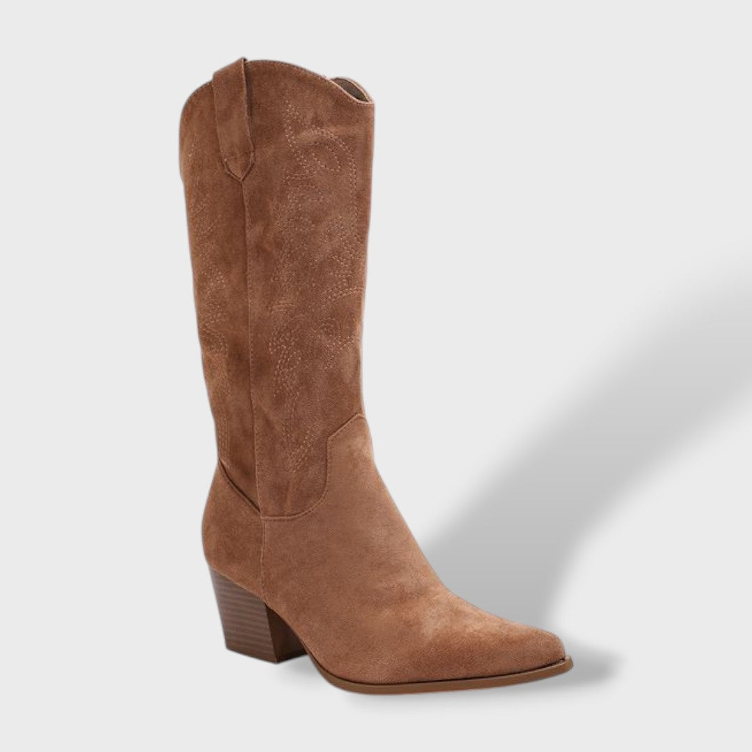 Siena | Botas cowboy de ante con tacón ancho