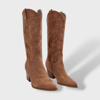Siena | Botas cowboy de ante con tacón ancho