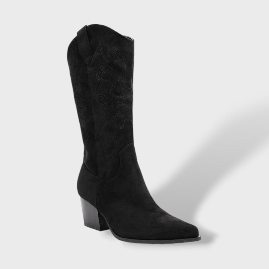 Siena | Botas cowboy de ante con tacón ancho