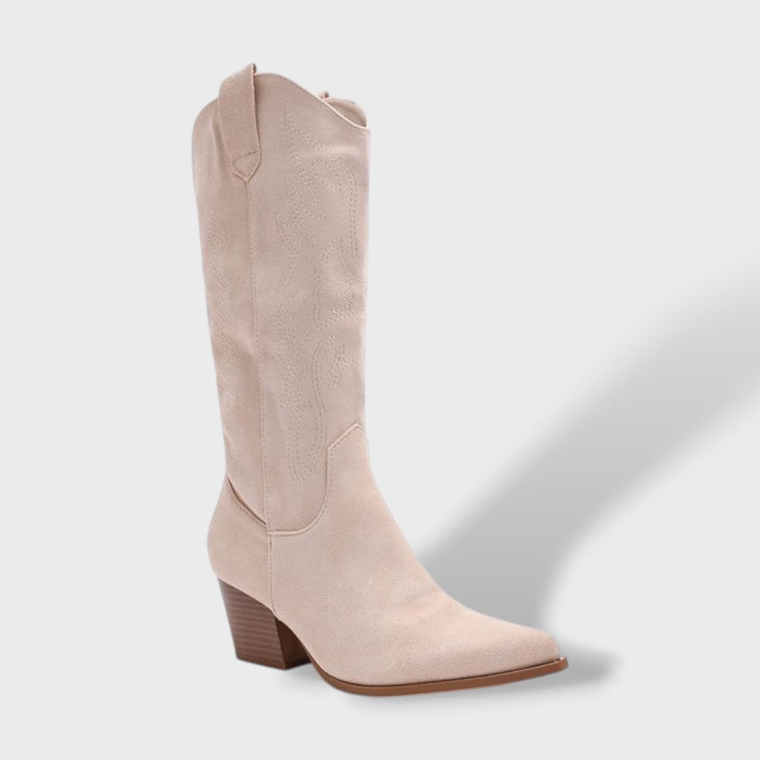 Siena | Botas cowboy de ante con tacón ancho