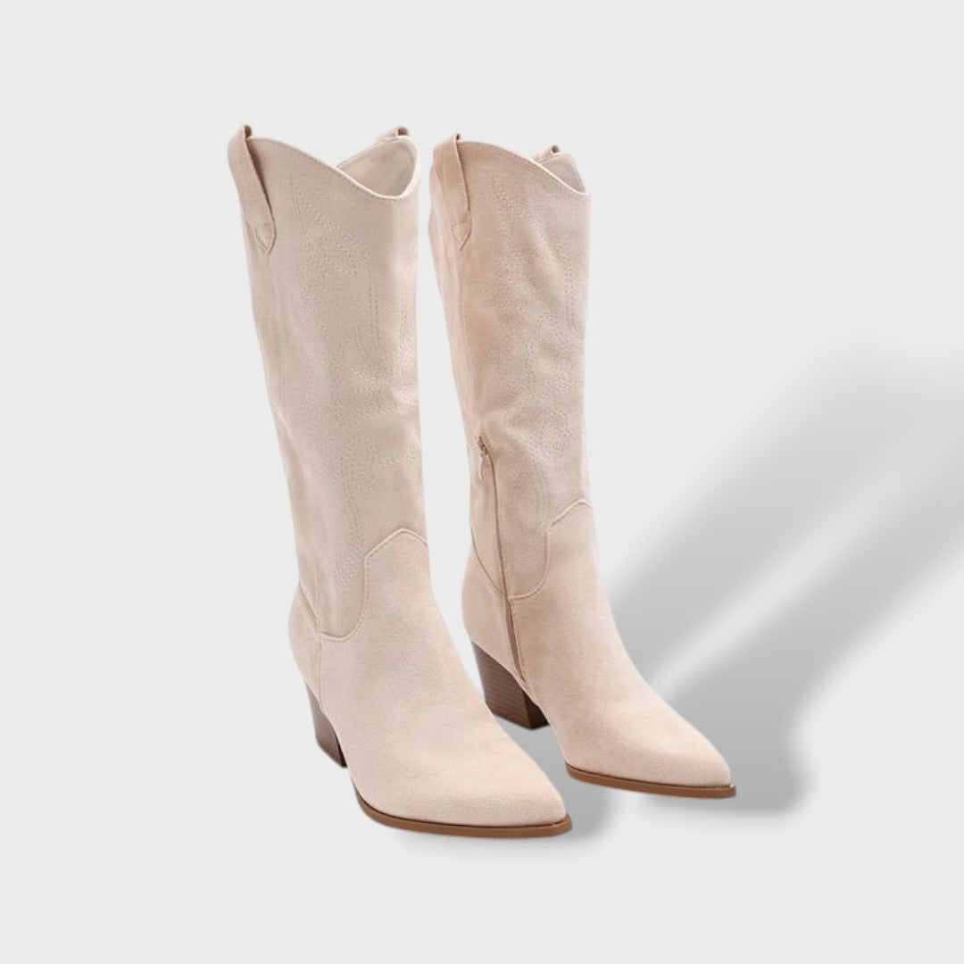Siena | Botas cowboy de ante con tacón ancho