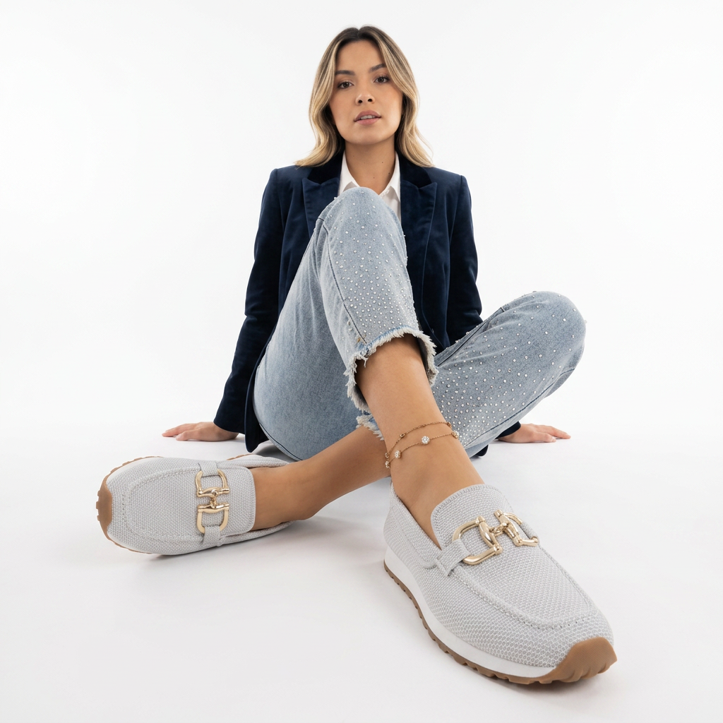 Tommaso | Mocasines de malla con herraje dorado