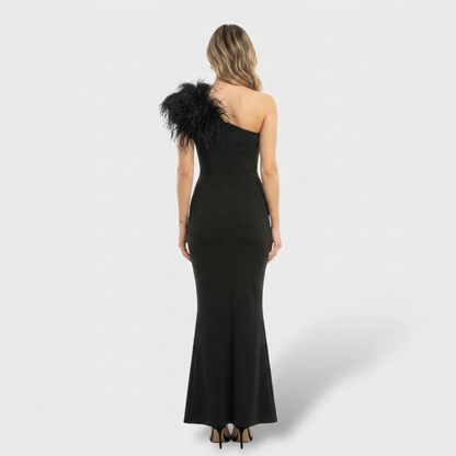 Ornella | Vestido largo elegante con plumas
