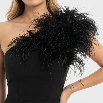 Ornella | Vestido largo elegante con plumas