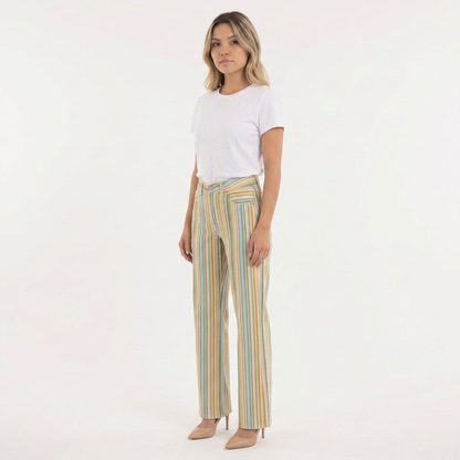 Serena | Pantalón recto de rayas multicolor